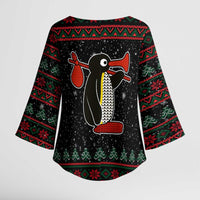 Penguin Tree Christmas Kimono Sleeve Blouse Xmas Holiday Patterns - Wonder Print Shop