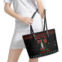 Penguin Tree Christmas Leather Tote Bag Xmas Holiday Patterns - Wonder Print Shop