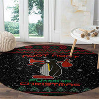Penguin Tree Christmas Round Carpet Xmas Holiday Patterns - Wonder Print Shop