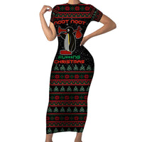 Penguin Tree Christmas Short Sleeve Bodycon Dress Xmas Holiday Patterns - Wonder Print Shop