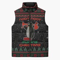 Penguin Tree Christmas Sleeveless Puffer Jacket Xmas Holiday Patterns - Wonder Print Shop