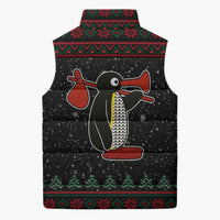 Penguin Tree Christmas Sleeveless Puffer Jacket Xmas Holiday Patterns - Wonder Print Shop