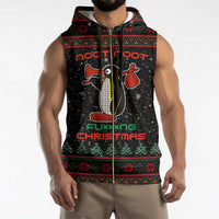 Penguin Tree Christmas Sleeveless Zip Hoodie Xmas Holiday Patterns - Wonder Print Shop