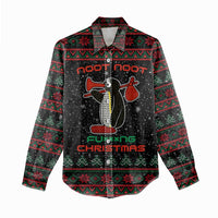 Penguin Tree Christmas Women Casual Shirt Xmas Holiday Patterns - Wonder Print Shop
