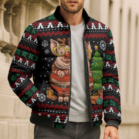 Pig Gorgeous Reindeer Christmas Bomber Puffer Jacket Xmas Holiday Patterns - Wonder Print Shop