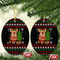Pig Gorgeous Reindeer Christmas Ceramic Ornament Xmas Holiday Patterns - Wonder Print Shop