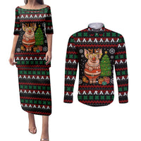 Pig Gorgeous Reindeer Christmas Couples Matching Puletasi and Long Sleeve Button Shirt Xmas Holiday Patterns - Wonder Print Shop