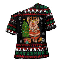 Pig Gorgeous Reindeer Christmas Cross Shoulder Shirt Xmas Holiday Patterns - Wonder Print Shop