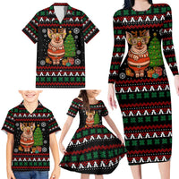 Pig Gorgeous Reindeer Christmas Family Matching Long Sleeve Bodycon Dress and Hawaiian Shirt Xmas Holiday Patterns - Wonder Print Shop