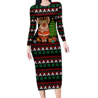 Pig Gorgeous Reindeer Christmas Family Matching Long Sleeve Bodycon Dress and Hawaiian Shirt Xmas Holiday Patterns - Wonder Print Shop