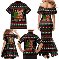 Pig Gorgeous Reindeer Christmas Family Matching Mermaid Dress and Hawaiian Shirt Xmas Holiday Patterns - Wonder Print Shop
