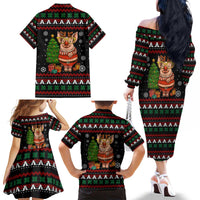 Pig Gorgeous Reindeer Christmas Family Matching Off The Shoulder Long Sleeve Dress and Hawaiian Shirt Xmas Holiday Patterns - Wonder Print Shop