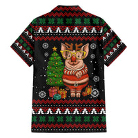 Pig Gorgeous Reindeer Christmas Family Matching Off The Shoulder Long Sleeve Dress and Hawaiian Shirt Xmas Holiday Patterns - Wonder Print Shop