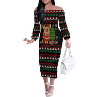 Pig Gorgeous Reindeer Christmas Family Matching Off The Shoulder Long Sleeve Dress and Hawaiian Shirt Xmas Holiday Patterns - Wonder Print Shop