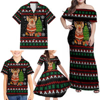 Pig Gorgeous Reindeer Christmas Family Matching Off Shoulder Maxi Dress and Hawaiian Shirt Xmas Holiday Patterns - Wonder Print Shop