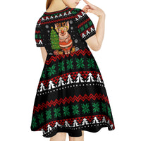 Pig Gorgeous Reindeer Christmas Kid Short Sleeve Dress Xmas Holiday Patterns - Wonder Print Shop