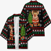 Pig Gorgeous Reindeer Christmas Kimono Xmas Holiday Patterns - Wonder Print Shop