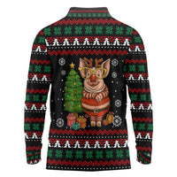 Pig Gorgeous Reindeer Christmas Long Sleeve Polo Shirt Xmas Holiday Patterns - Wonder Print Shop