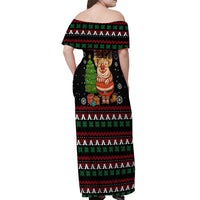 Pig Gorgeous Reindeer Christmas Off Shoulder Maxi Dress Xmas Holiday Patterns - Wonder Print Shop