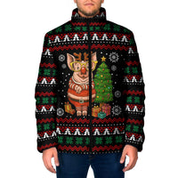 Pig Gorgeous Reindeer Christmas Padded Jacket Xmas Holiday Patterns - Wonder Print Shop