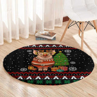 Pig Gorgeous Reindeer Christmas Round Carpet Xmas Holiday Patterns - Wonder Print Shop