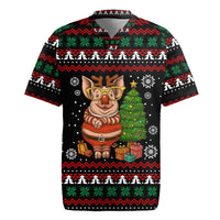 Pig Gorgeous Reindeer Christmas Rugby Jersey Xmas Holiday Patterns - Wonder Print Shop