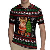 Pig Gorgeous Reindeer Christmas Rugby Jersey Xmas Holiday Patterns - Wonder Print Shop