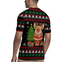 Pig Gorgeous Reindeer Christmas Rugby Jersey Xmas Holiday Patterns - Wonder Print Shop
