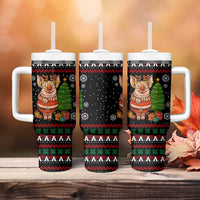 Pig Gorgeous Reindeer Christmas Tumbler With Handle Xmas Holiday Patterns - Wonder Print Shop