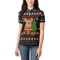 Pig Gorgeous Reindeer Christmas Women Polo Shirt Xmas Holiday Patterns - Wonder Print Shop