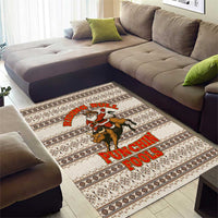 Riding Bulls Punchin Fools Christmas Area Rug Xmas Holiday Patterns - Wonder Print Shop