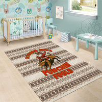 Riding Bulls Punchin Fools Christmas Area Rug Xmas Holiday Patterns - Wonder Print Shop