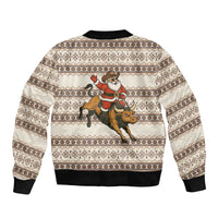 Riding Bulls Punchin Fools Christmas Bomber Jacket Xmas Holiday Patterns - Wonder Print Shop