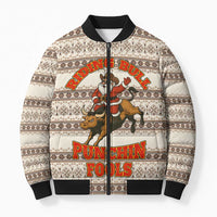 Riding Bulls Punchin Fools Christmas Bomber Puffer Jacket Xmas Holiday Patterns - Wonder Print Shop