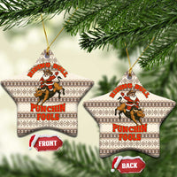 Riding Bulls Punchin Fools Christmas Ceramic Ornament Xmas Holiday Patterns - Wonder Print Shop