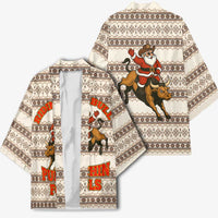 Riding Bulls Punchin Fools Christmas Kimono Xmas Holiday Patterns - Wonder Print Shop
