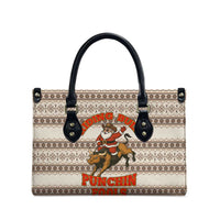 Riding Bulls Punchin Fools Christmas Leather Bag Xmas Holiday Patterns - Wonder Print Shop