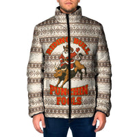 Riding Bulls Punchin Fools Christmas Padded Jacket Xmas Holiday Patterns - Wonder Print Shop