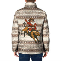 Riding Bulls Punchin Fools Christmas Padded Jacket Xmas Holiday Patterns - Wonder Print Shop