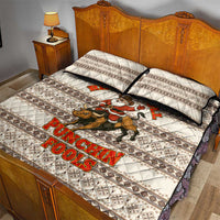 Riding Bulls Punchin Fools Christmas Quilt Bed Set Xmas Holiday Patterns - Wonder Print Shop