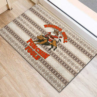 Riding Bulls Punchin Fools Christmas Rubber Doormat Xmas Holiday Patterns - Wonder Print Shop