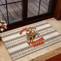 Riding Bulls Punchin Fools Christmas Rubber Doormat Xmas Holiday Patterns - Wonder Print Shop