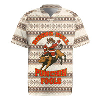 Riding Bulls Punchin Fools Christmas Rugby Jersey Xmas Holiday Patterns - Wonder Print Shop