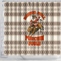 Riding Bulls Punchin Fools Christmas Shower Curtain Xmas Holiday Patterns - Wonder Print Shop