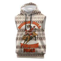 Riding Bulls Punchin Fools Christmas Sleeveless Hoodie Xmas Holiday Patterns - Wonder Print Shop