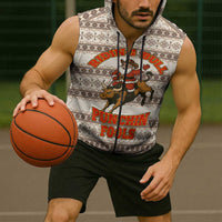 Riding Bulls Punchin Fools Christmas Sleeveless Zip Hoodie Xmas Holiday Patterns - Wonder Print Shop
