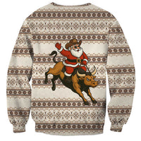 Riding Bulls Punchin Fools Christmas Sweatshirt Xmas Holiday Patterns - Wonder Print Shop