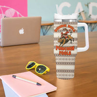 Riding Bulls Punchin Fools Christmas Tumbler With Handle Xmas Holiday Patterns - Wonder Print Shop