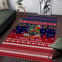 Rooster Through The Snow Christmas Area Rug Xmas Holiday Patterns - Wonder Print Shop