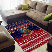 Rooster Through The Snow Christmas Area Rug Xmas Holiday Patterns - Wonder Print Shop